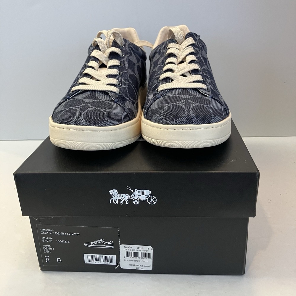 NIB! Coach Signature Cotton‎ Denim Blue Lowtop Shoe